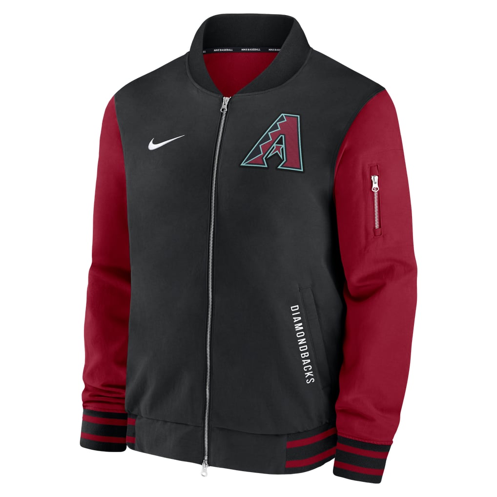 Arizona Diamondbacks Nike Authentic Collection Dugout Relaxed Full-Zip Bomber Jacket - Black/Red