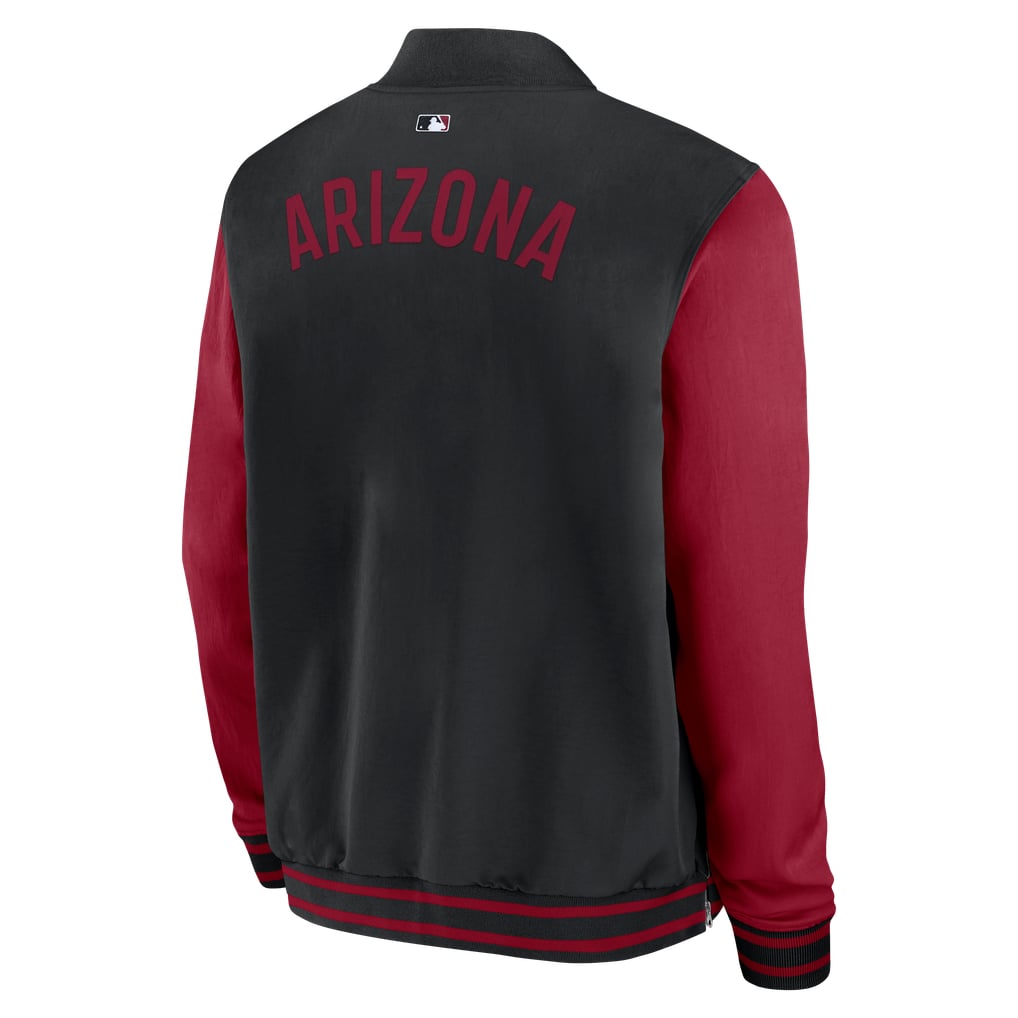 Arizona Diamondbacks Nike Authentic Collection Dugout Relaxed Full-Zip Bomber Jacket - Black/Red