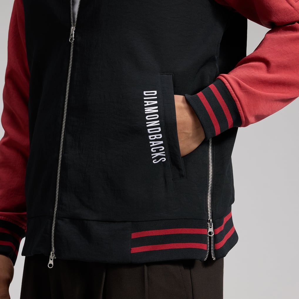 Arizona Diamondbacks Nike Authentic Collection Dugout Relaxed Full-Zip Bomber Jacket - Black/Red