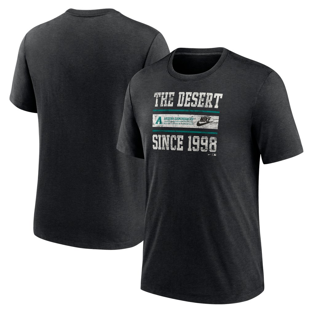 Arizona Diamondbacks Nike Cooperstown Collection Local Stack Tri-Blend T-Shirt - Heather Black