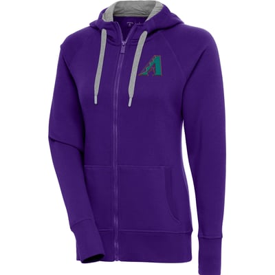  Arizona Diamondbacks Antigua Women's Cooperstown Victory Full-Zip Hoodie - Purple