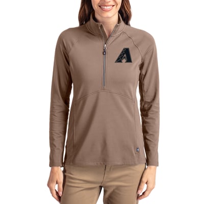 Arizona Diamondbacks Cutter & Buck Women's Adapt Eco Knit Stretch Half-Zip Pullover - Brown