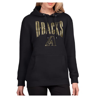 Arizona Diamondbacks G-III 4Her by Carl Banks Women's Metallic Team Name Fleece Hoodie - Black