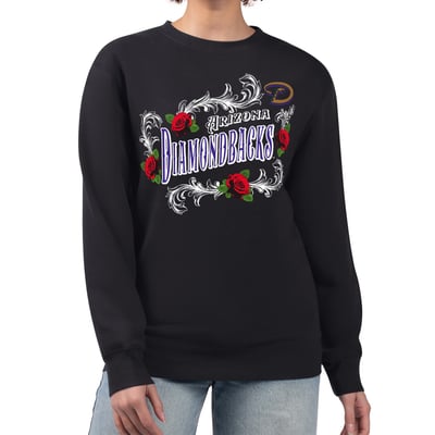 Arizona Diamondbacks G-III 4Her by Carl Banks Women's Retro Roses Fleece Pullover Sweatshirt - Black