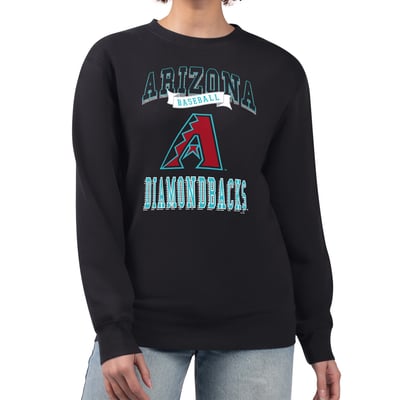 Arizona Diamondbacks G-III 4Her by Carl Banks Women's Team Logo Graphic Tri-Blend Fleece Pullover Sweatshirt - Black
