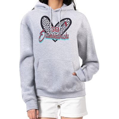 Arizona Diamondbacks G-III 4Her by Carl Banks Women's Leopard Heart Pullover Hoodie - Heather Gray