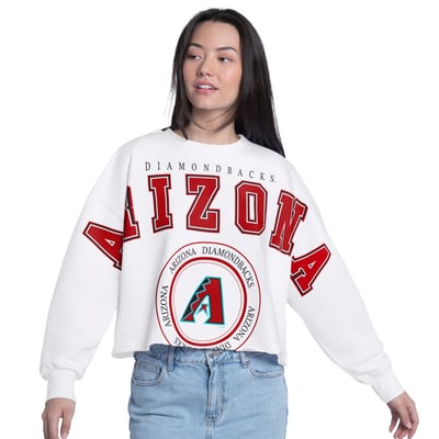 Arizona Diamondbacks G-III 4Her by Carl Banks Women's Bleachers Cropped Pullover Sweatshirt - White