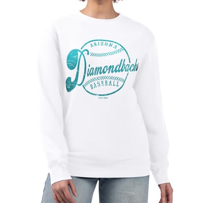 Arizona Diamondbacks G-III 4Her by Carl Banks Women's Distressed Baseball Team Fleece Pullover Sweatshirt - White