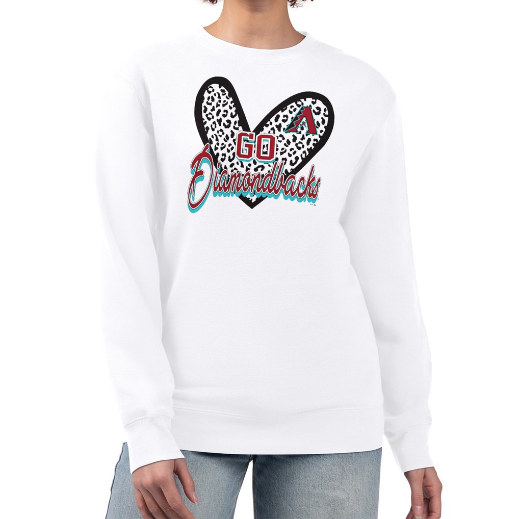 Arizona Diamondbacks G-III 4Her by Carl Banks Women's Leopard Heart Pullover Sweatshirt - White