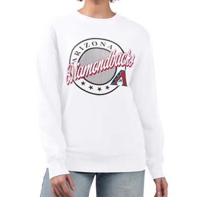 Arizona Diamondbacks G-III 4Her by Carl Banks Women's Pinstripe Circle Team Fleece Pullover Sweatshirt - White