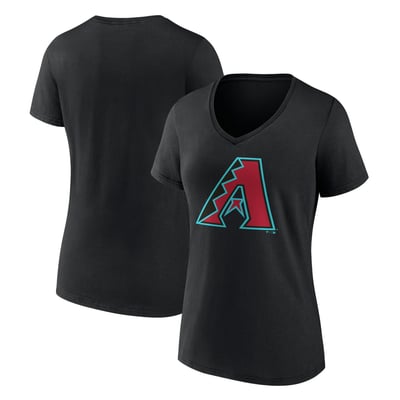  Arizona Diamondbacks Logo Athletic Women's Official Logo Athletic V-Neck T-Shirt - Black