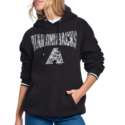 Arizona Diamondbacks Starter Women's Lace Team Lockup Fleece Hoodie - Black