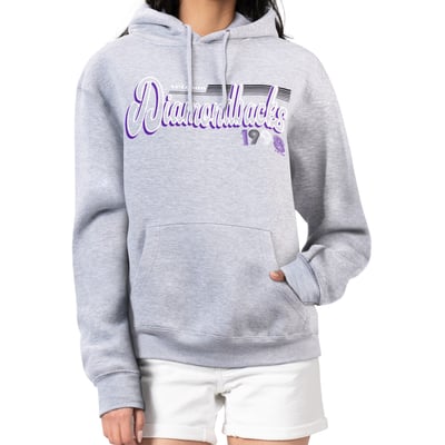 Arizona Diamondbacks Starter Women's Groovy Script Team Fleece Pullover Hoodie - Gray