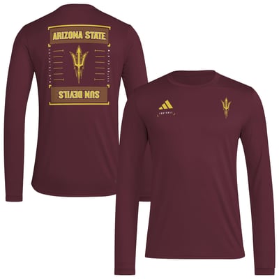  Arizona State Sun Devils adidas Locker Football Icon AEROREADY Pre-Game Long Sleeve T-Shirt - Maroon