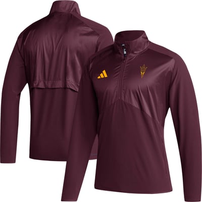 Arizona State Sun Devils adidas Sideline AEROREADY Raglan Sleeve Quarter-Zip Jacket - Maroon