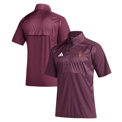  Arizona State Sun Devils adidas Sideline Quarter-Zip Decorated Polo - Maroon