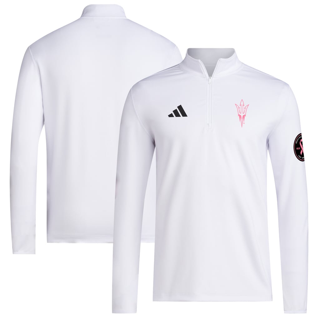 Arizona State Sun Devils adidas Wear Pink Quarter-Zip Pullover - White