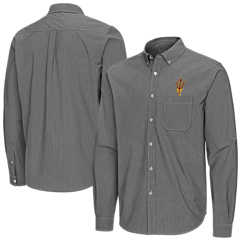 Arizona State Sun Devils Antigua Porter Woven Tri-Blend Long Sleeve Button-Down Shirt - Black