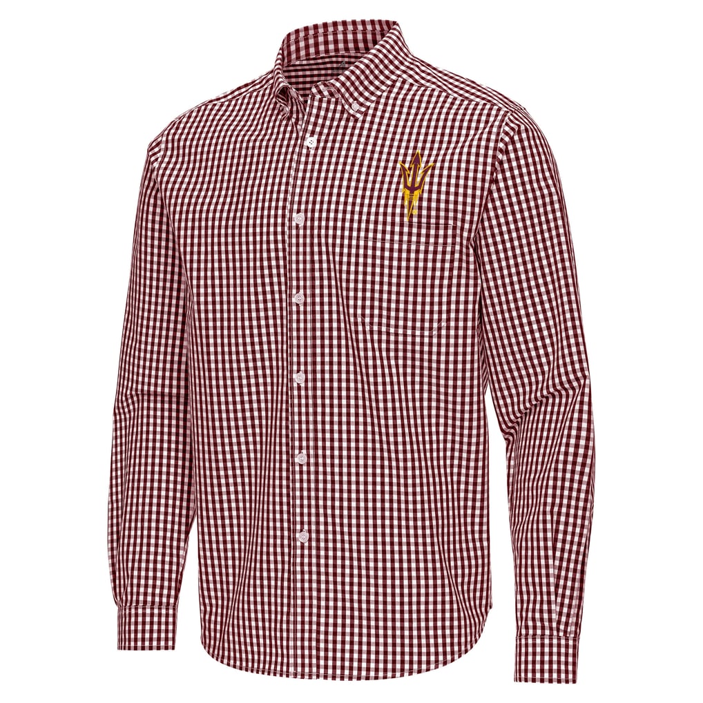 Arizona State Sun Devils Antigua Ellis Woven Tri-Blend Long Sleeve Button-Down Shirt - Maroon