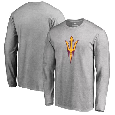 Arizona State Sun Devils Primary Logo Long Sleeve T-Shirt - Ash
