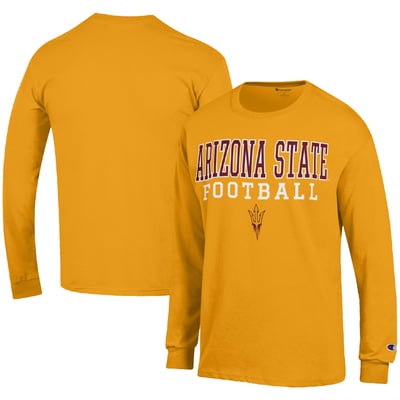 Arizona State Sun Devils Champion Football Stack Long Sleeve T-Shirt - Gold