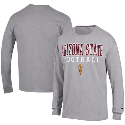 Arizona State Sun Devils Champion Football Stack Long Sleeve T-Shirt - Heather Gray