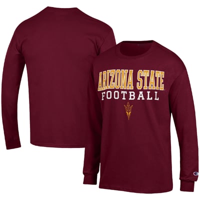 Arizona State Sun Devils Champion Football Stack Long Sleeve T-Shirt - Maroon