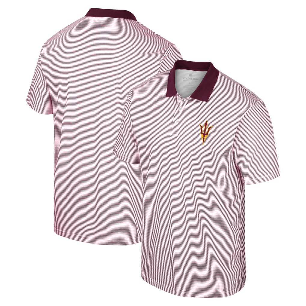 Arizona State Sun Devils Colosseum Print Stripe Polo - White/Maroon