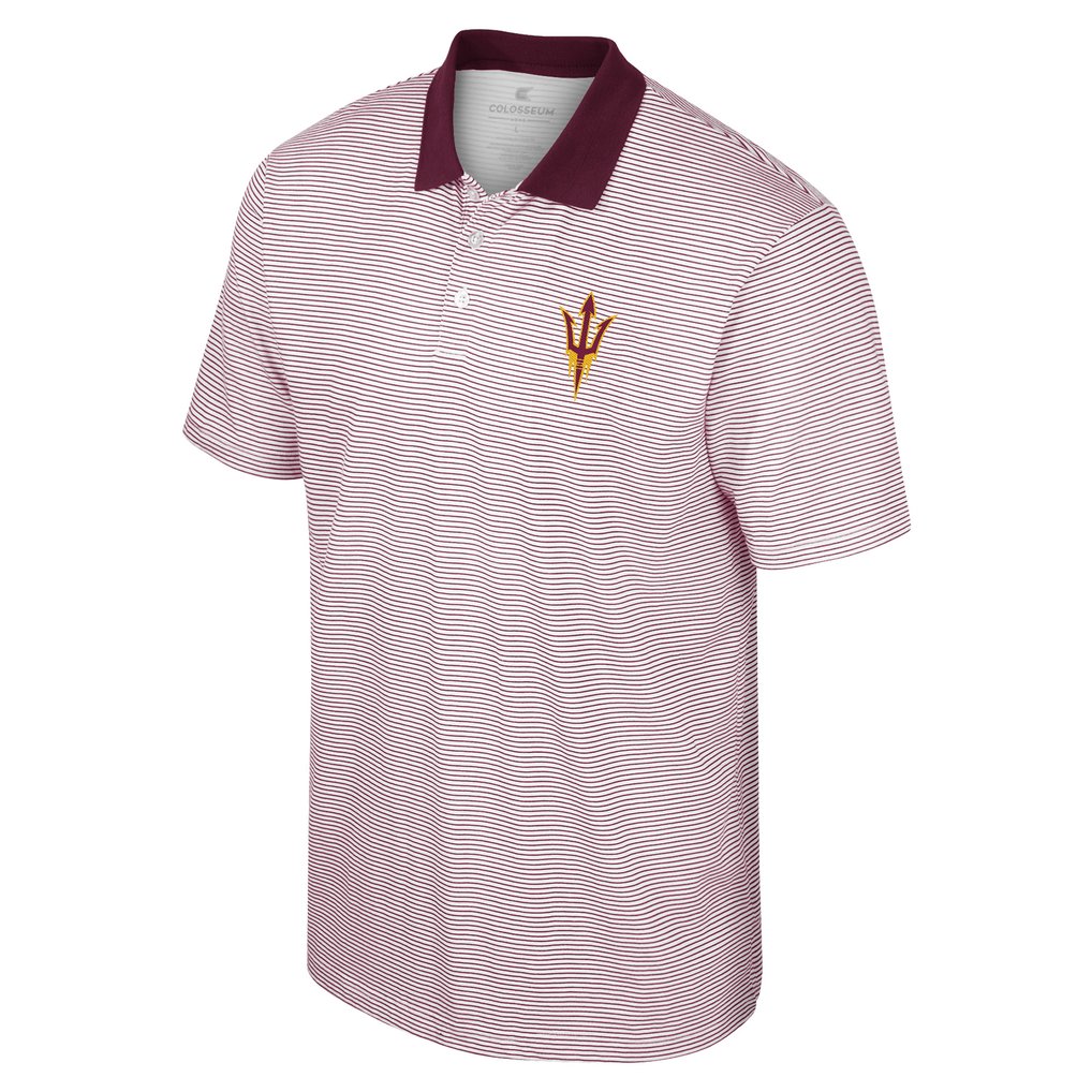 Arizona State Sun Devils Colosseum Print Stripe Polo - White/Maroon