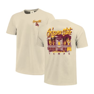  Arizona State Sun Devils Image One Comfort Colors Hand-Drawn Campus Stack T-Shirt - Natural