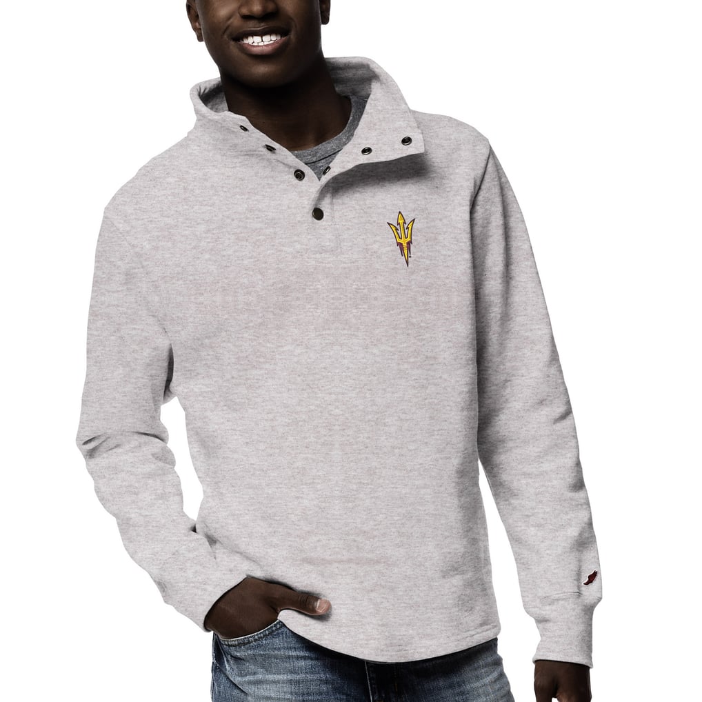 Arizona State Sun Devils League Collegiate Wear 1636 Fleece Quarter Snap Up Pullover Sweatshirt - Ash