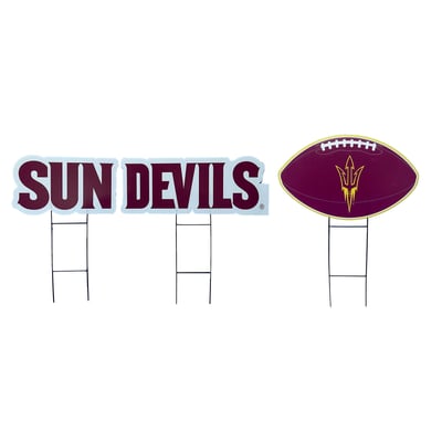 Arizona State Sun Devils Pegasus Wordmark and Football Three-Piece Yard Sign Set