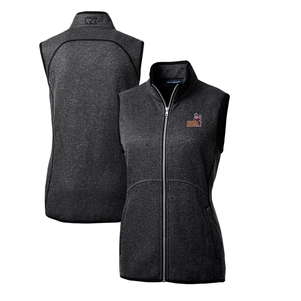 Arizona State Sun Devils Cutter & Buck Women's Mainsail Basic Sweater-Knit Full-Zip Vest - Heather Charcoal