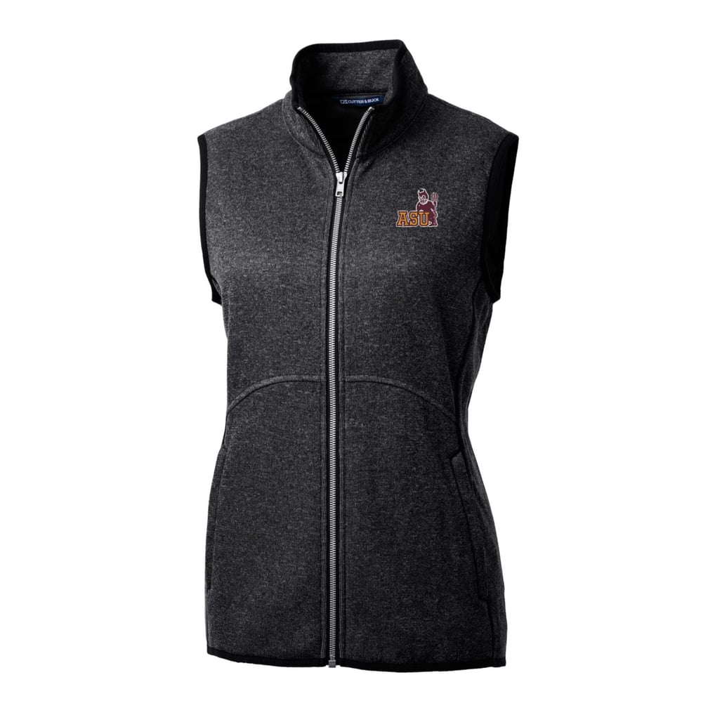 Arizona State Sun Devils Cutter & Buck Women's Mainsail Basic Sweater-Knit Full-Zip Vest - Heather Charcoal