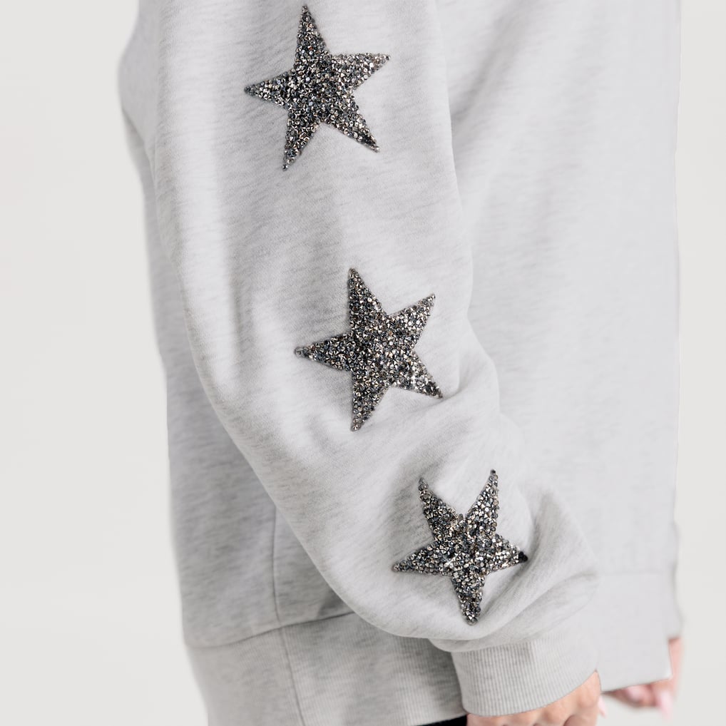 Arizona State Sun Devils Gameday Couture Women's Oversized Pennant Pride Rhinestone Star Sleeve Sweatshirt - Ash