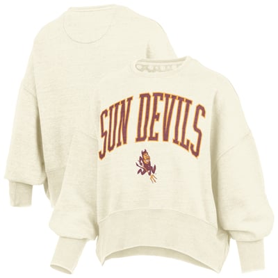 Arizona State Sun Devils Pressbox Women's Oversized Waist-Length Crewneck Sweatshirt - Natural