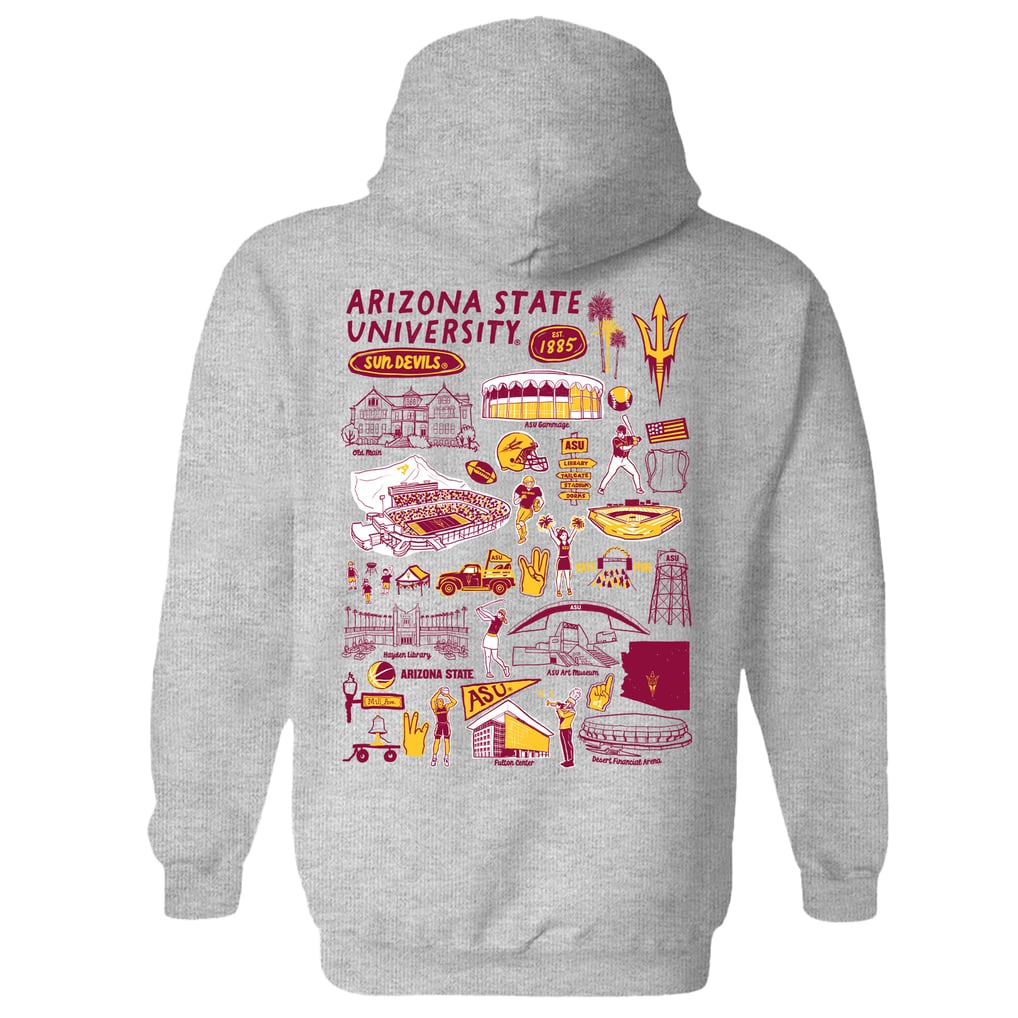  Arizona State Sun Devils Vive La Fete Women's Impressions Artwork Pullover Hoodie - Gray