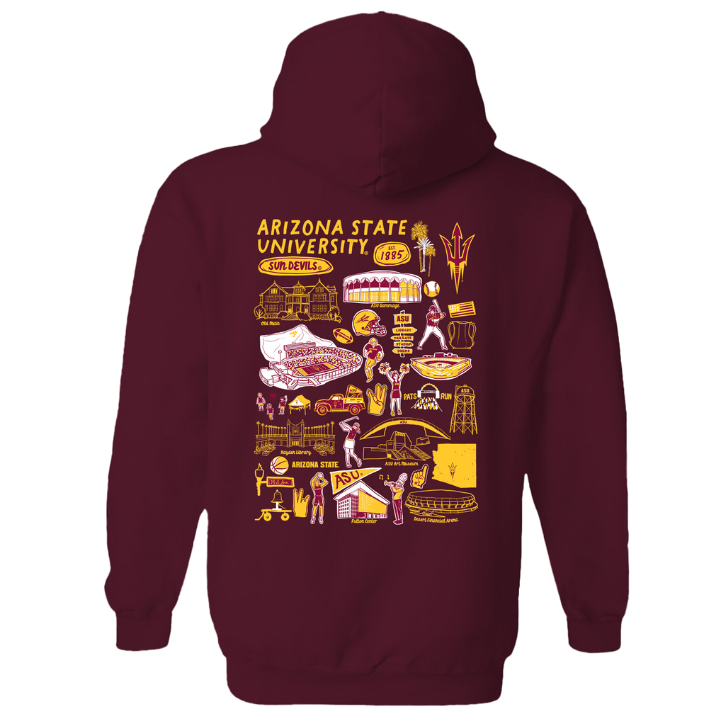  Arizona State Sun Devils Vive La Fete Women's Impressions Artwork Pullover Hoodie - Maroon