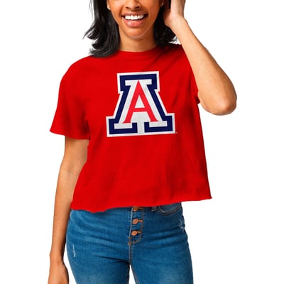  Arizona Wildcats League Collegiate Wear Women's Clothesline Cropped T-Shirt - Red