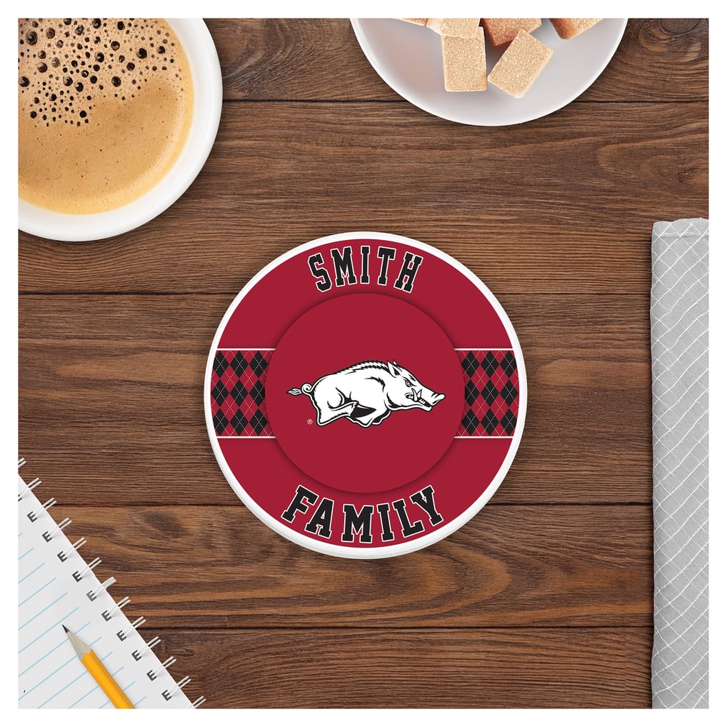 Arkansas Razorbacks 4" Personalized Circular Coasters 4-Pack Set