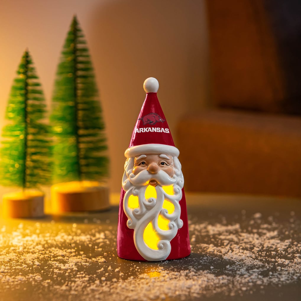 Arkansas Razorbacks 8" LED Santa Statue