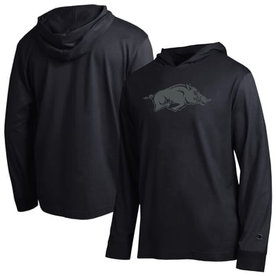  Arkansas Razorbacks Champion Tonal All-Star Long Sleeve Hooded T-Shirt - Black