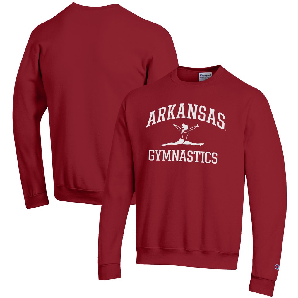  Arkansas Razorbacks Champion Gymnastics Icon Powerblend Pullover Sweatshirt - Cardinal