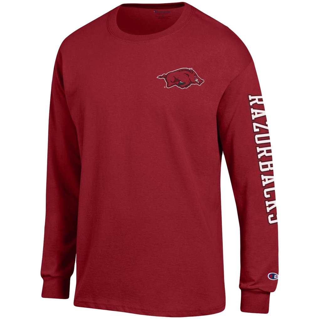 Arkansas Razorbacks Champion Team Stack Long Sleeve T-Shirt - Cardinal