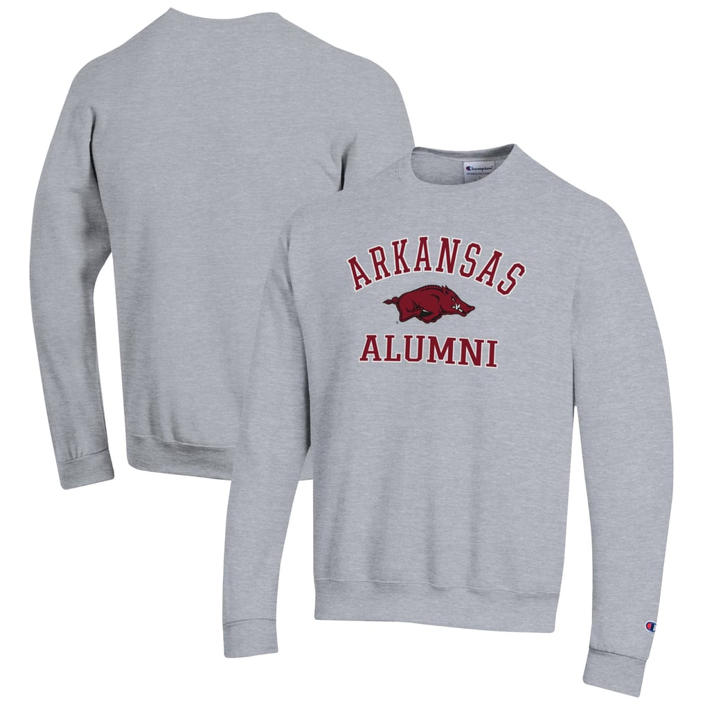  Arkansas Razorbacks Champion Alumni Logo Arch Pullover Sweatshirt - Gray