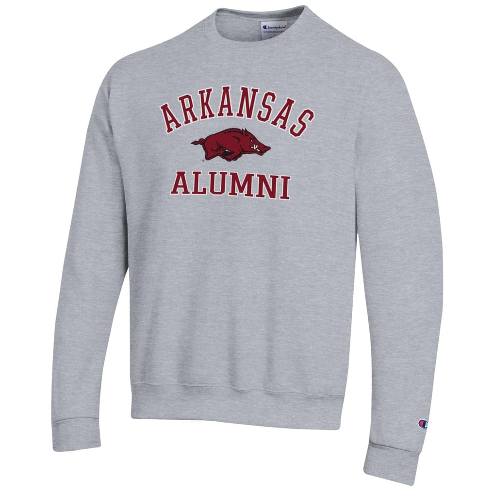  Arkansas Razorbacks Champion Alumni Logo Arch Pullover Sweatshirt - Gray