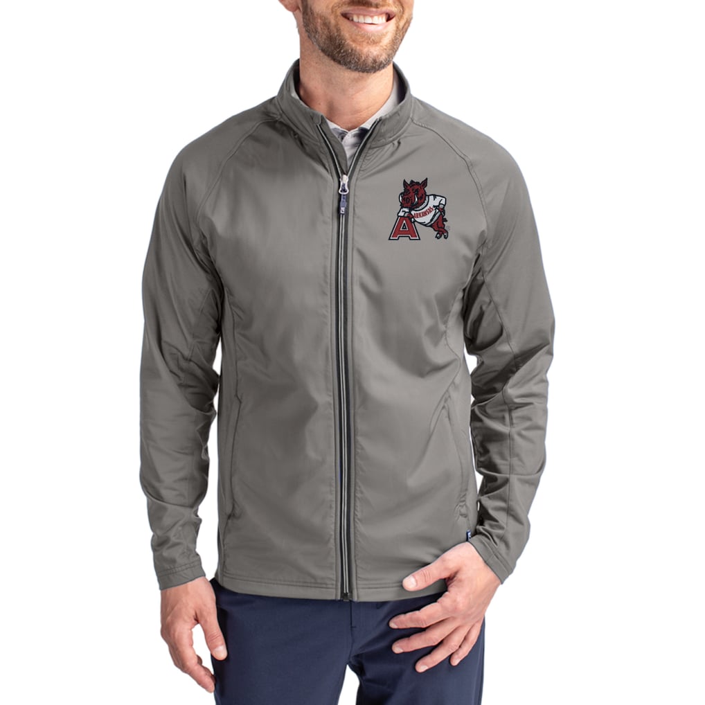 Arkansas Razorbacks Cutter & Buck  Adapt Eco Hybrid Recycled Full-Zip Jacket - Gray