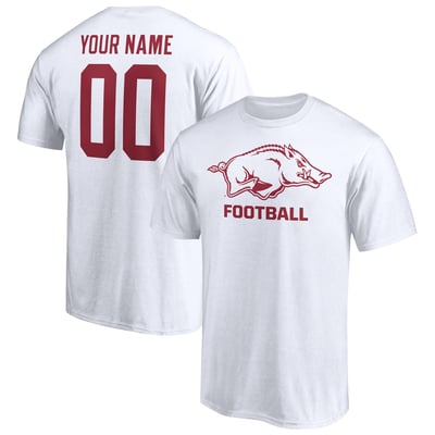 Arkansas Razorbacks Personalized Any Name & Number One Color T-Shirt - White