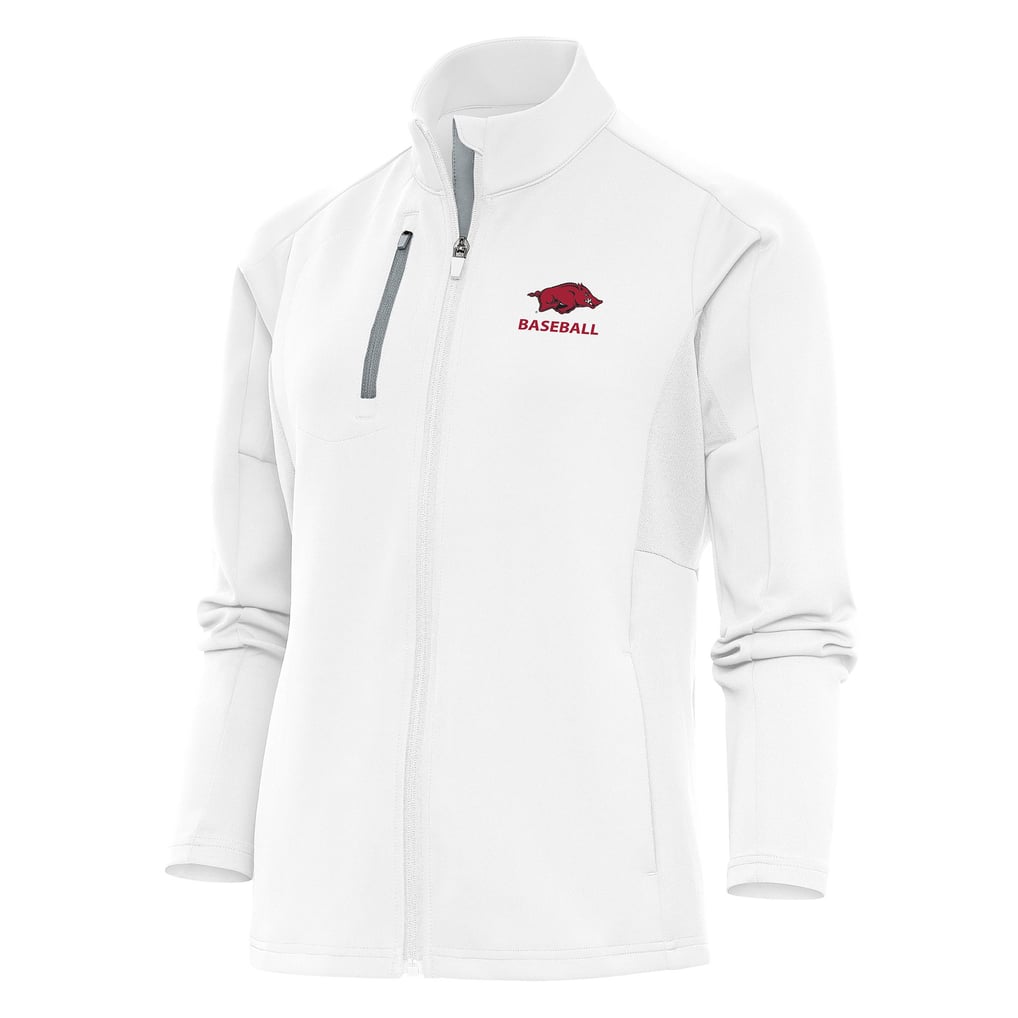  Arkansas Razorbacks Antigua Women's Baseball Generation Full-Zip Jacket - White