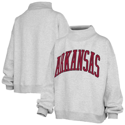 Arkansas Razorbacks Pressbox Oversized Nelson Mock Neck Sweatshirt - Heather Gray